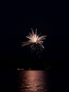 Preview wallpaper fireworks, sparks, night, water, darkness