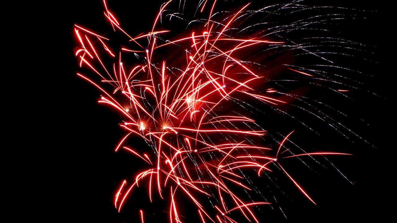 Wallpaper fireworks, sparks, red, dark