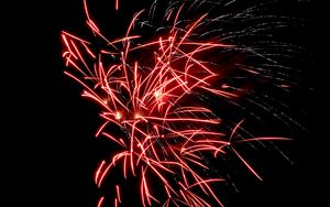 Preview wallpaper fireworks, sparks, red, dark
