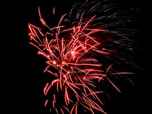 Preview wallpaper fireworks, sparks, red, dark