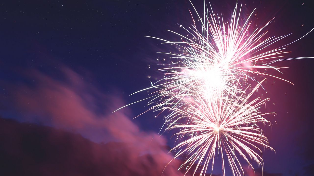 Wallpaper fireworks, sparks, smoke, night, holiday