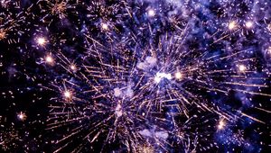 Preview wallpaper fireworks, sparks, smoke, purple