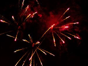 Preview wallpaper fireworks, sparks, smoke, red, dark