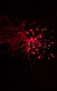 Preview wallpaper fireworks, sparks, smoke, red, dark, night