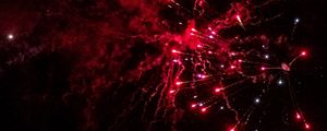Preview wallpaper fireworks, sparks, smoke, red, dark, night