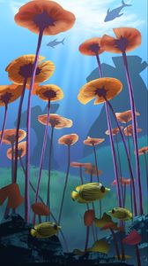 Preview wallpaper fish, algae, underwater, sea, art