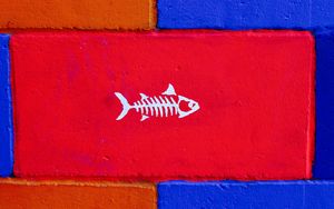 Preview wallpaper fish, art, wall, paint