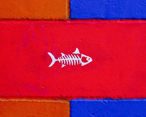 Preview wallpaper fish, art, wall, paint