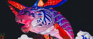 Preview wallpaper fish, fins, chinese lantern, dark