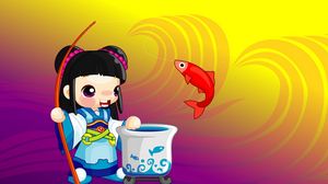 Preview wallpaper fish, fishing, fisherman, jump, figure, china