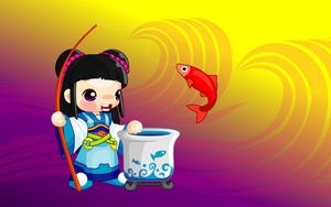 Preview wallpaper fish, fishing, fisherman, jump, figure, china