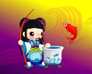 Preview wallpaper fish, fishing, fisherman, jump, figure, china