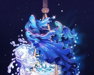 Preview wallpaper fish, lantern, art, stars, spray