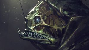 Preview wallpaper fish, monster, fangs, sea, art