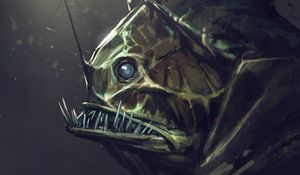Preview wallpaper fish, monster, fangs, sea, art