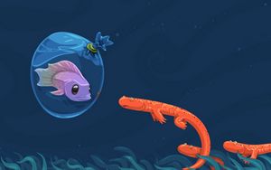 Preview wallpaper fish, underwater, swimming, drawing