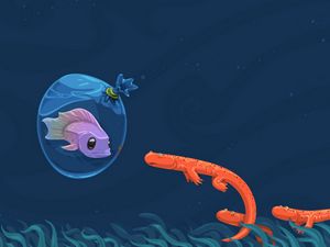 Preview wallpaper fish, underwater, swimming, drawing