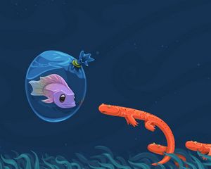 Preview wallpaper fish, underwater, swimming, drawing