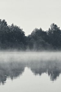 Preview wallpaper fisherman, fog, morning, river, black-and-white