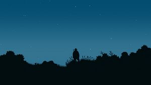 Preview wallpaper fisherman, silhouette, night, moon, art