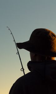 Preview wallpaper fishing, fisherman, fishing rod, hat