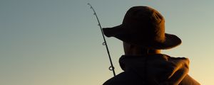 Preview wallpaper fishing, fisherman, fishing rod, hat