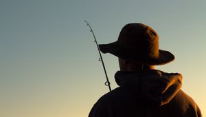 Preview wallpaper fishing, fisherman, fishing rod, hat