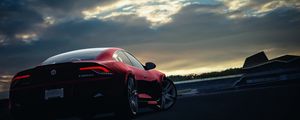 Preview wallpaper fisker, karma, car, sunset, night, sky, red