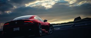 Preview wallpaper fisker, karma, car, sunset, night, sky, red