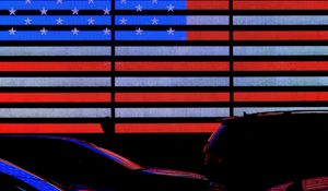 Preview wallpaper flag, america, neon, cars