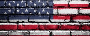 Preview wallpaper flag, america, usa, symbolism, wall, brick, paint
