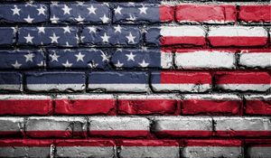 Preview wallpaper flag, america, usa, symbolism, wall, brick, paint