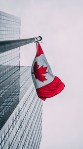 Preview wallpaper flag, canada, buildings, skyscrapers, flagpole