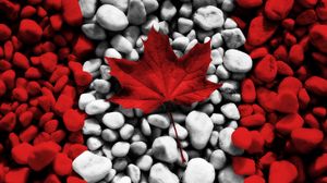 Preview wallpaper flag, canada, leaves, stones