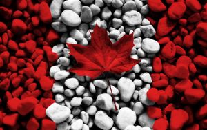 Preview wallpaper flag, canada, leaves, stones