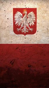 Preview wallpaper flag, coat of arms, poland, symbols, texture