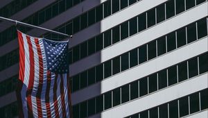 Preview wallpaper flag, facade, building, usa