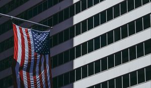 Preview wallpaper flag, facade, building, usa