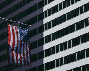 Preview wallpaper flag, facade, building, usa