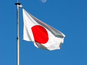 Preview wallpaper flag, japan, sky, moon