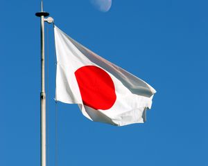 Preview wallpaper flag, japan, sky, moon