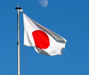 Preview wallpaper flag, japan, sky, moon