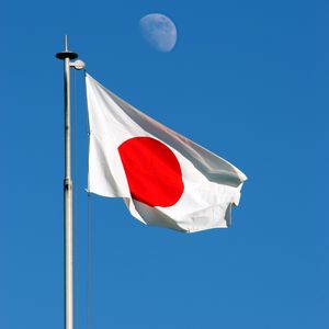 Preview wallpaper flag, japan, sky, moon