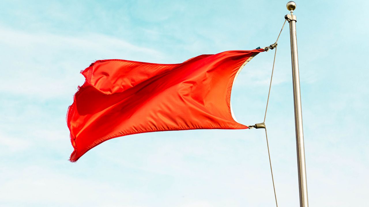 Wallpaper flag, red, flagpole, sky