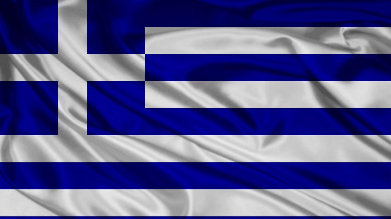 Wallpaper flag, symbols, colors, materials, strips, greece