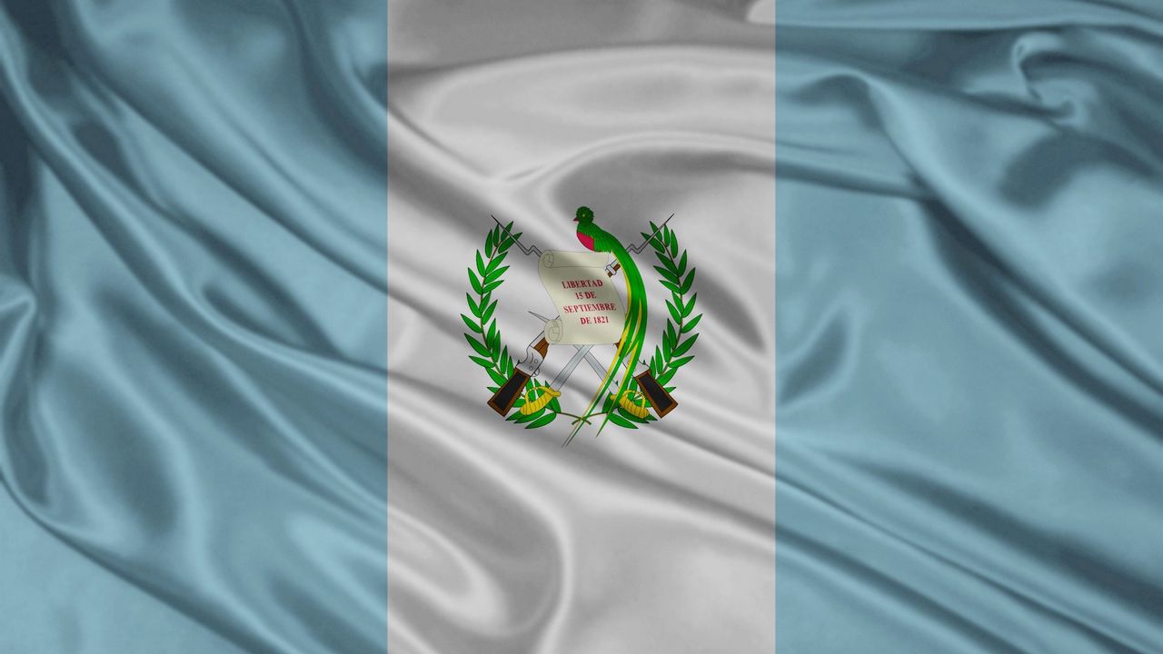 Wallpaper flag, symbols, colors, materials, silk, plants, branches, guatemala
