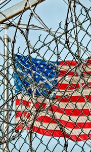 Preview wallpaper flag, united states, barbed wire