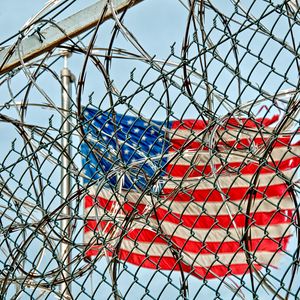 Preview wallpaper flag, united states, barbed wire