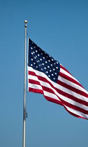 Preview wallpaper flagpole, flag, stripes, stars, usa