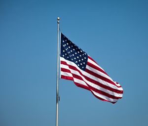 Preview wallpaper flagpole, flag, stripes, stars, usa